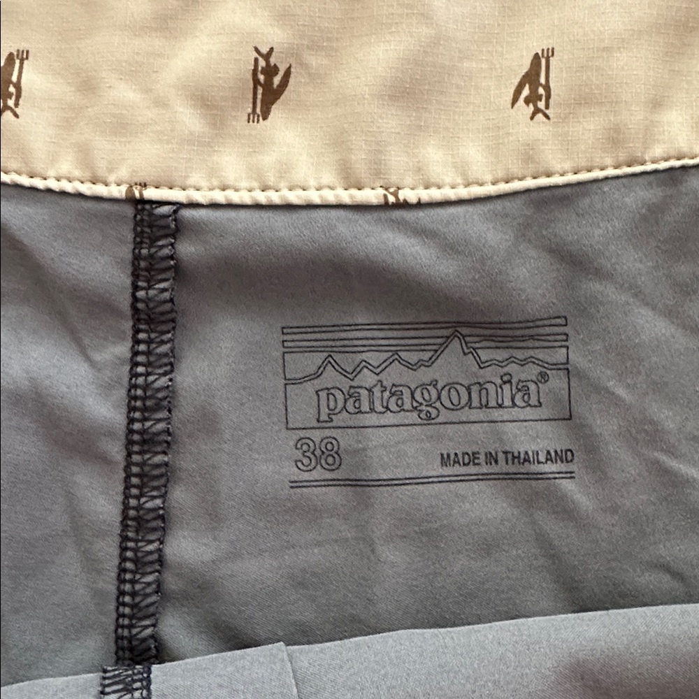 Patagonia Men's Charcoal Swim Shorts with Aqua Stripes - Picture 2 of 3